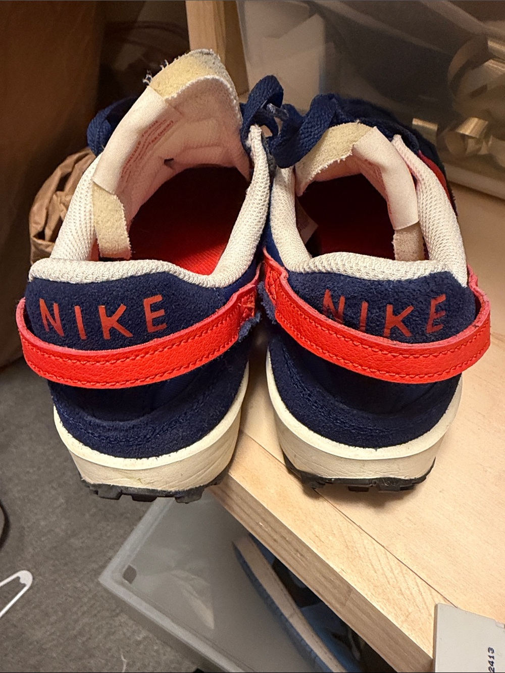 Nike Kids Navy and Red Velcro Sneakers